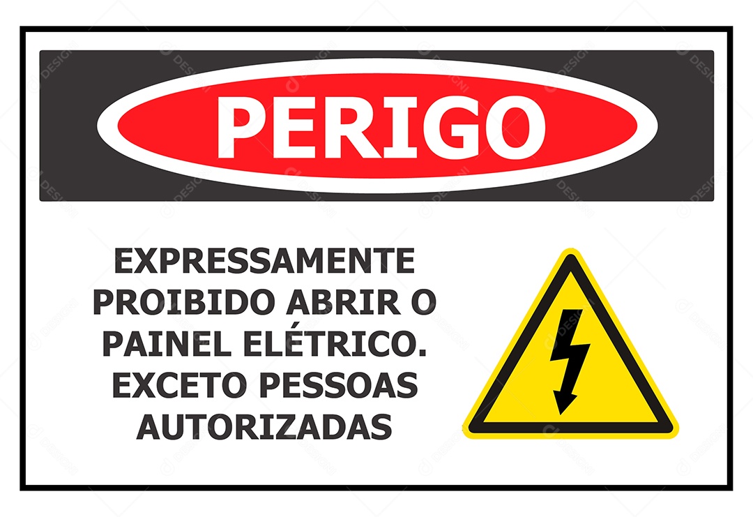 Placa de Aviso Perigo Painel Elétrico Vetor EPS + AI