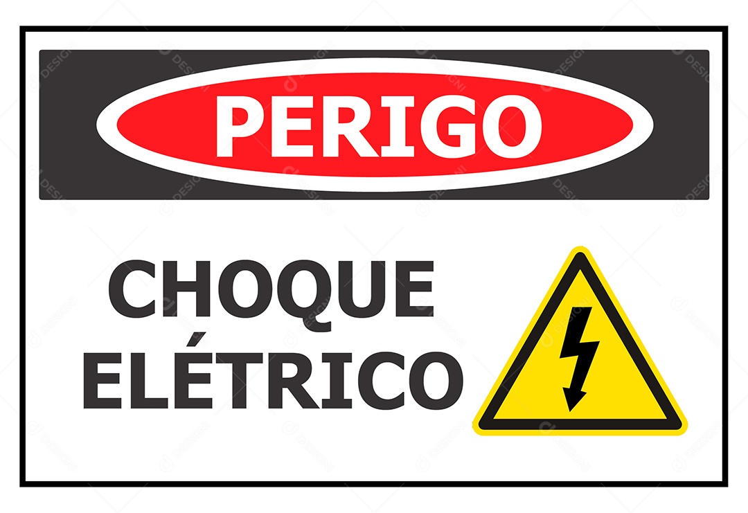 Placa de Aviso Perigo Choque Elétrico Vetor EPS + AI