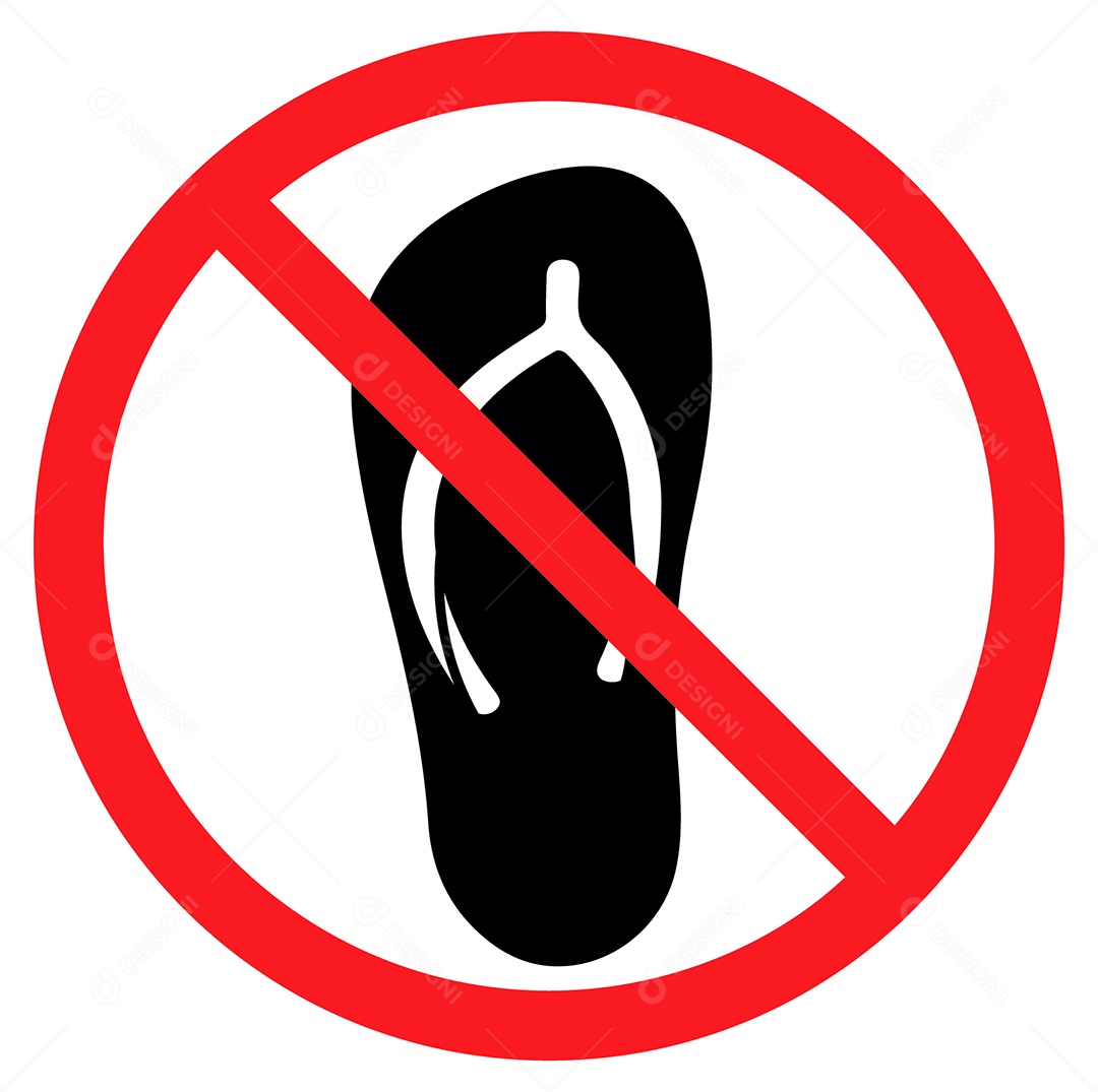 Placa de Aviso Proibido usar Chinelo Vetor EPS + AI