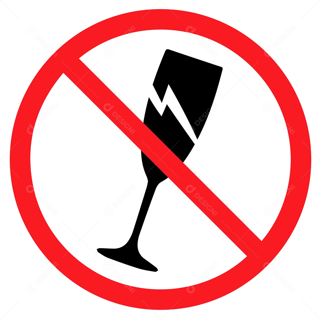 Placa de Aviso Proibido Bebida Alcoólica Vetor EPS + AI