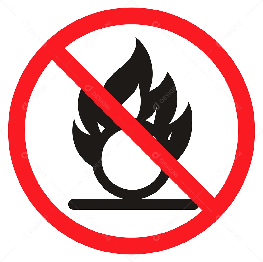 Placa de Aviso Proibido Fogo Vetor EPS + AI