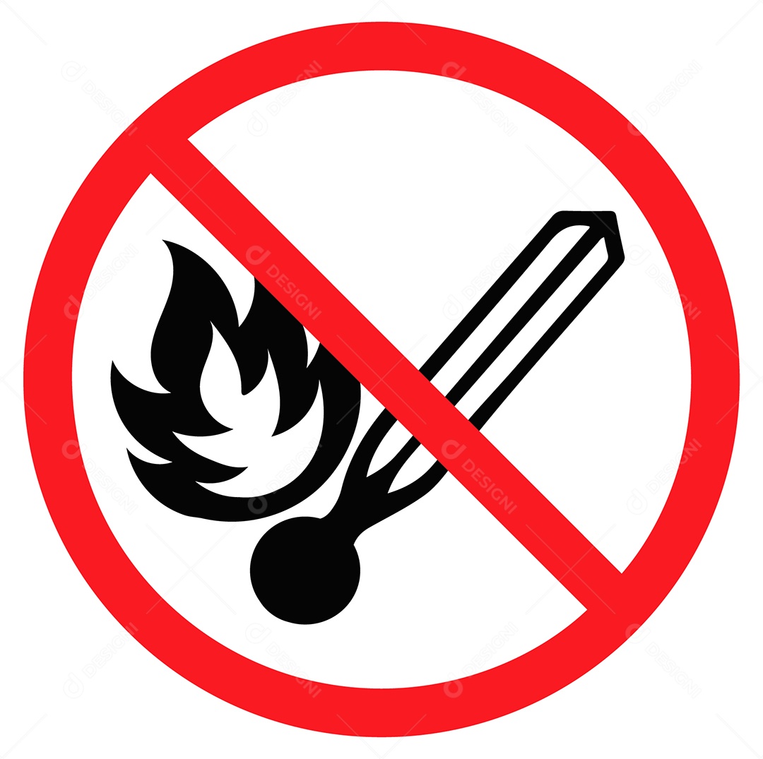 Placa de Aviso Proibido Acender Fósforo Vetor EPS + AI