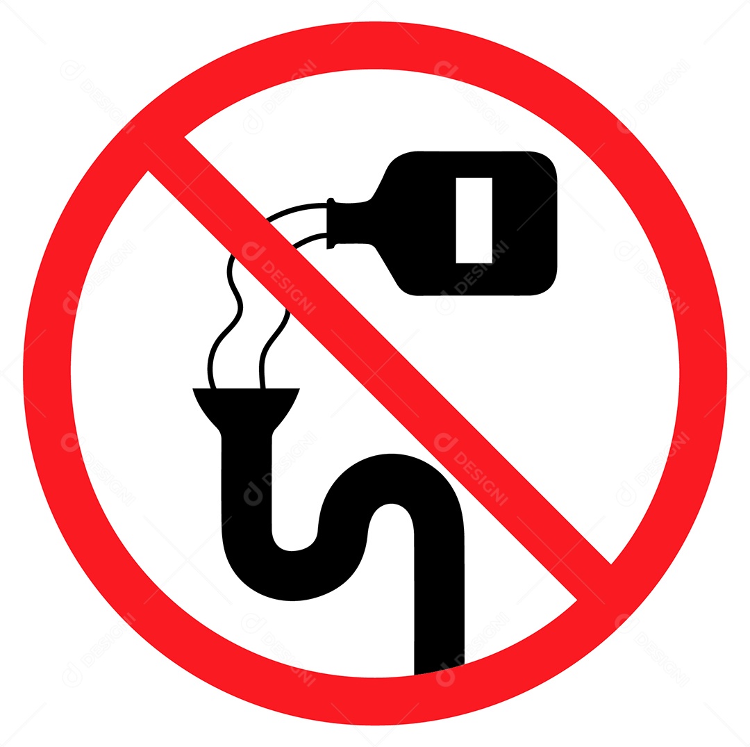 Placa de Aviso Proibido Derramar Liquido Aqui Vetor EPS + AI