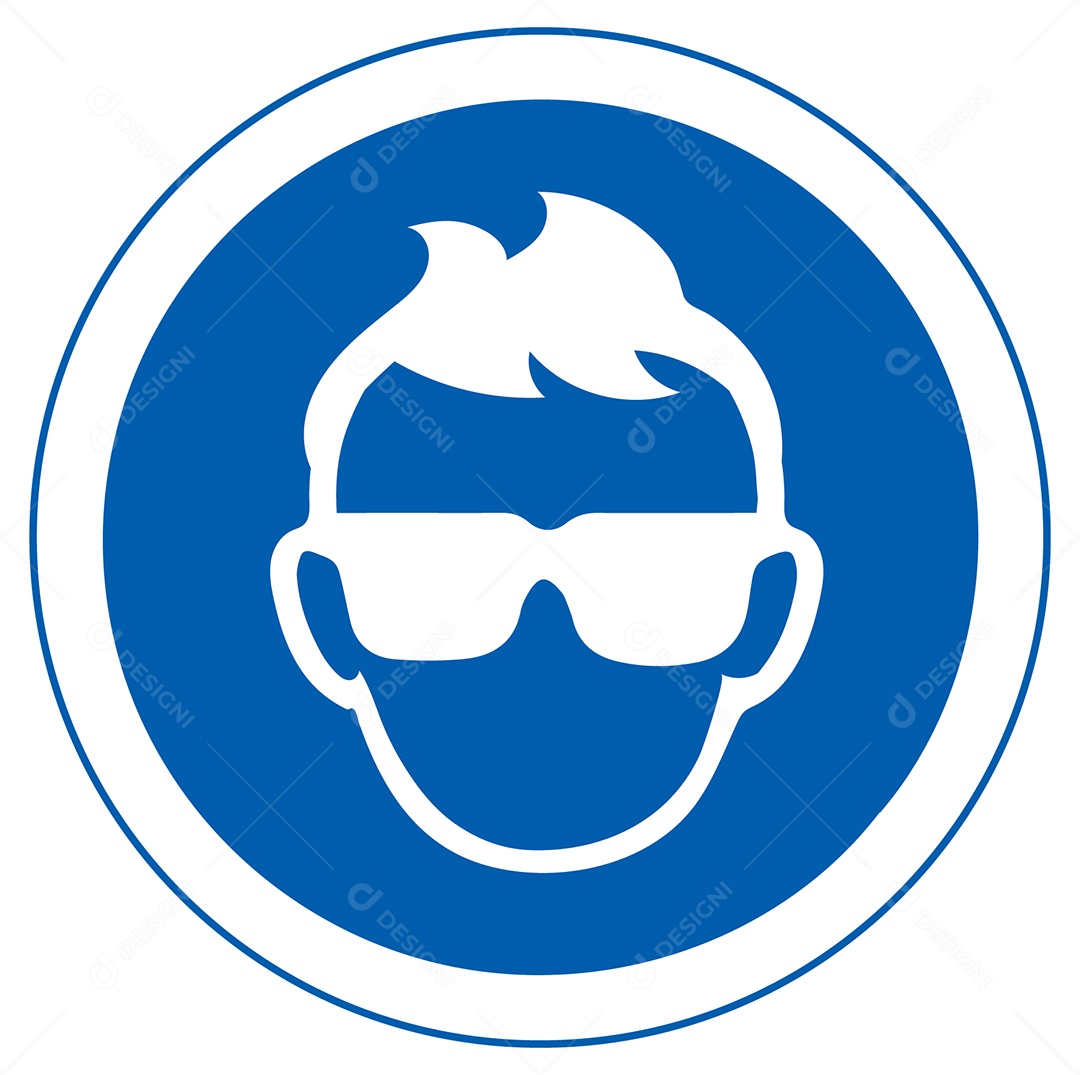 Placa de Segurança Use Óculos de Proteção Vetor EPS + AI