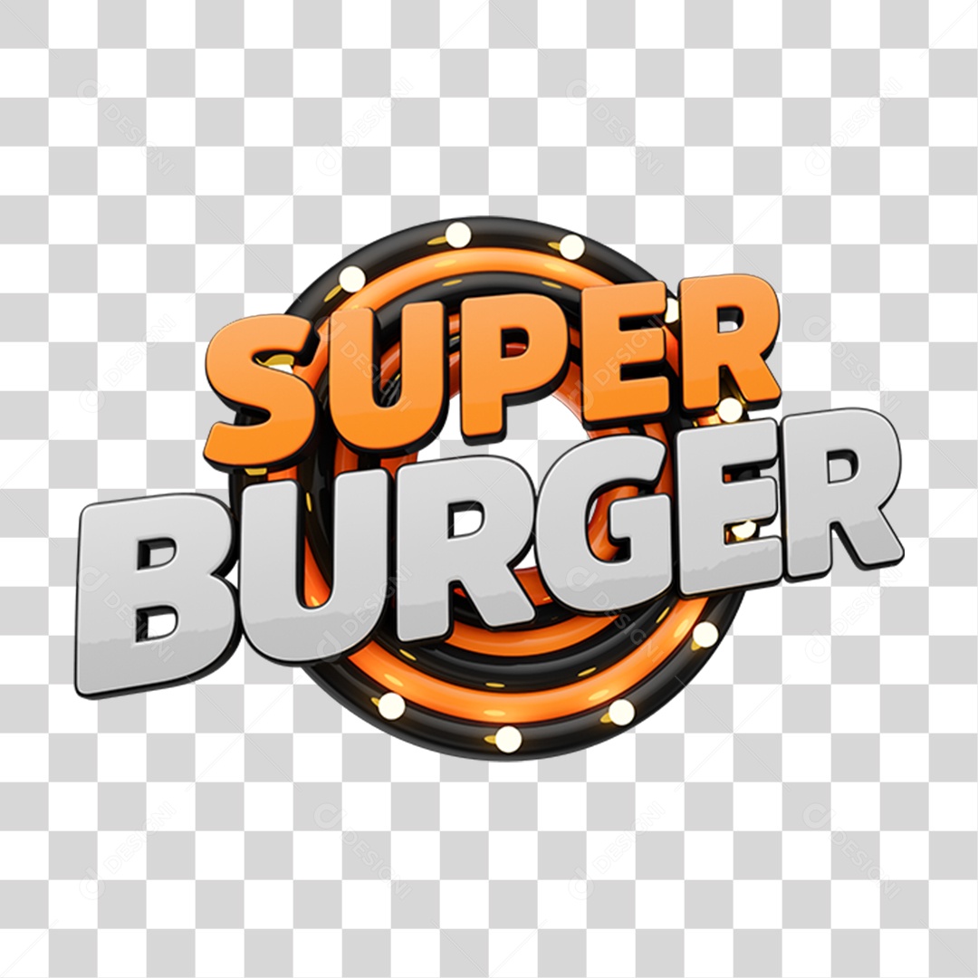 Super Burger Selo 3D Para Composição PNG