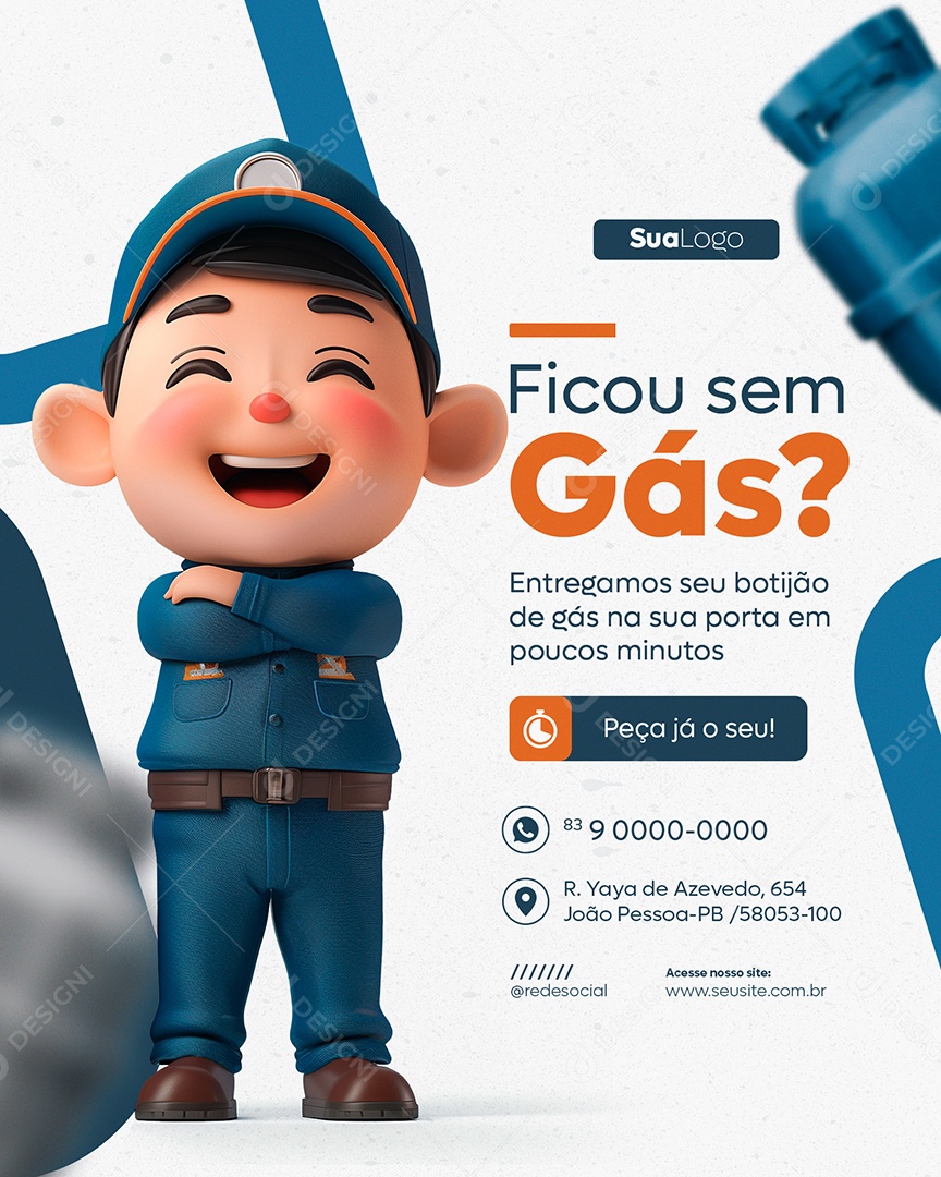 Ficou sem Gás Entregamos seu Botijão na sua Porta em Poucos Minutos Social Media PSD Editável