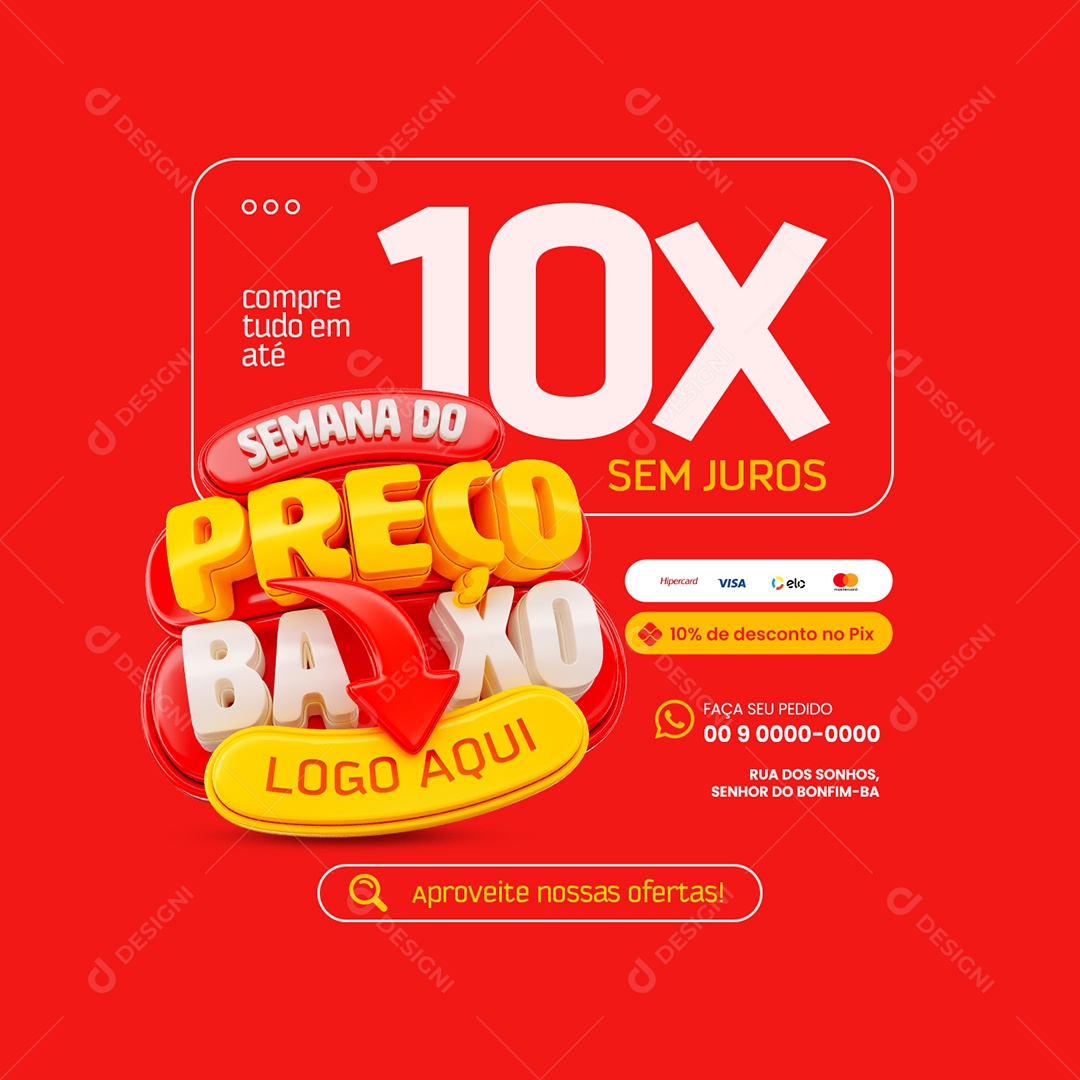 Semana do Preço Baixo Eletrodomésticos 10x Sem Juros Social Media PSD Editável