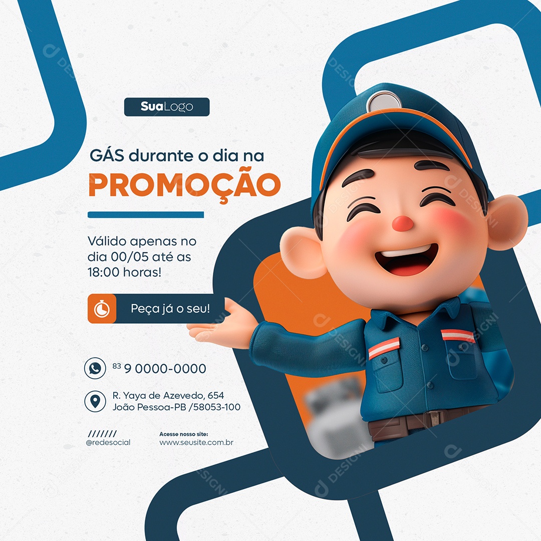 Feed Gás Durante  o Dia na Promoção Social Media PSD Editável