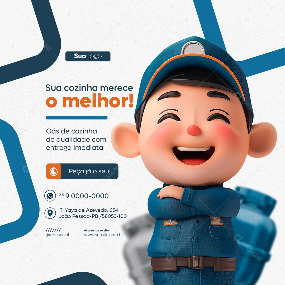 Feed Sua Cozinha Merece o Melhor Gás Social Media PSD Editável