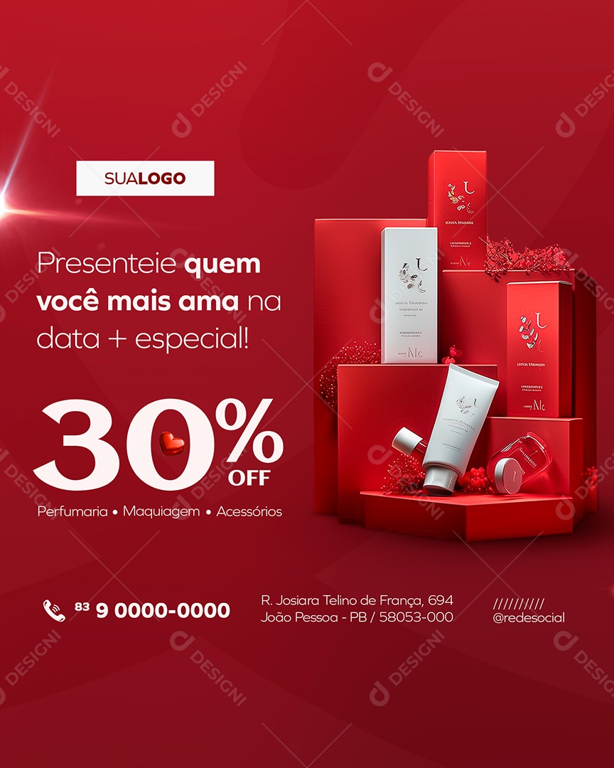 Valentine's Day Gift the One You Love the Most Social Media Editable PSD