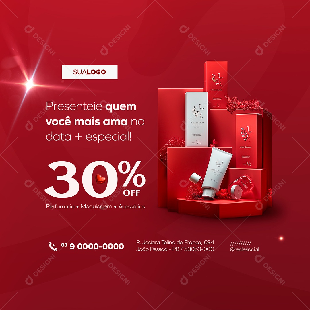 Feed Dia dos Namorados Presenteie quem Você mais Ama Social Media PSD Editável