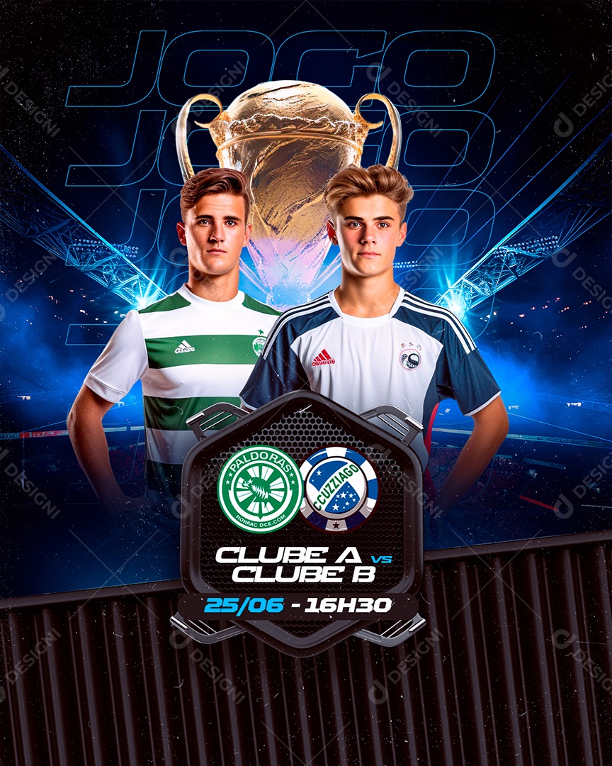Jogo Futebol Clube A vs Clube B Social Media PSD Editável