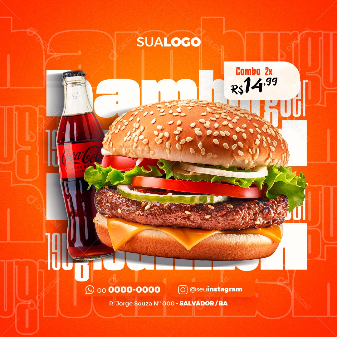 Social Media Hamburgueria Promoção PSD Editável