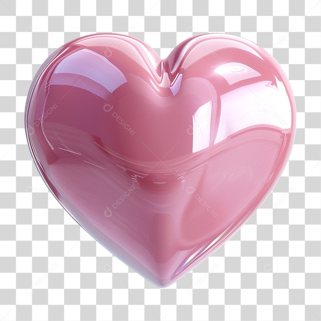 Elemento 3D Coração PNG Transparente