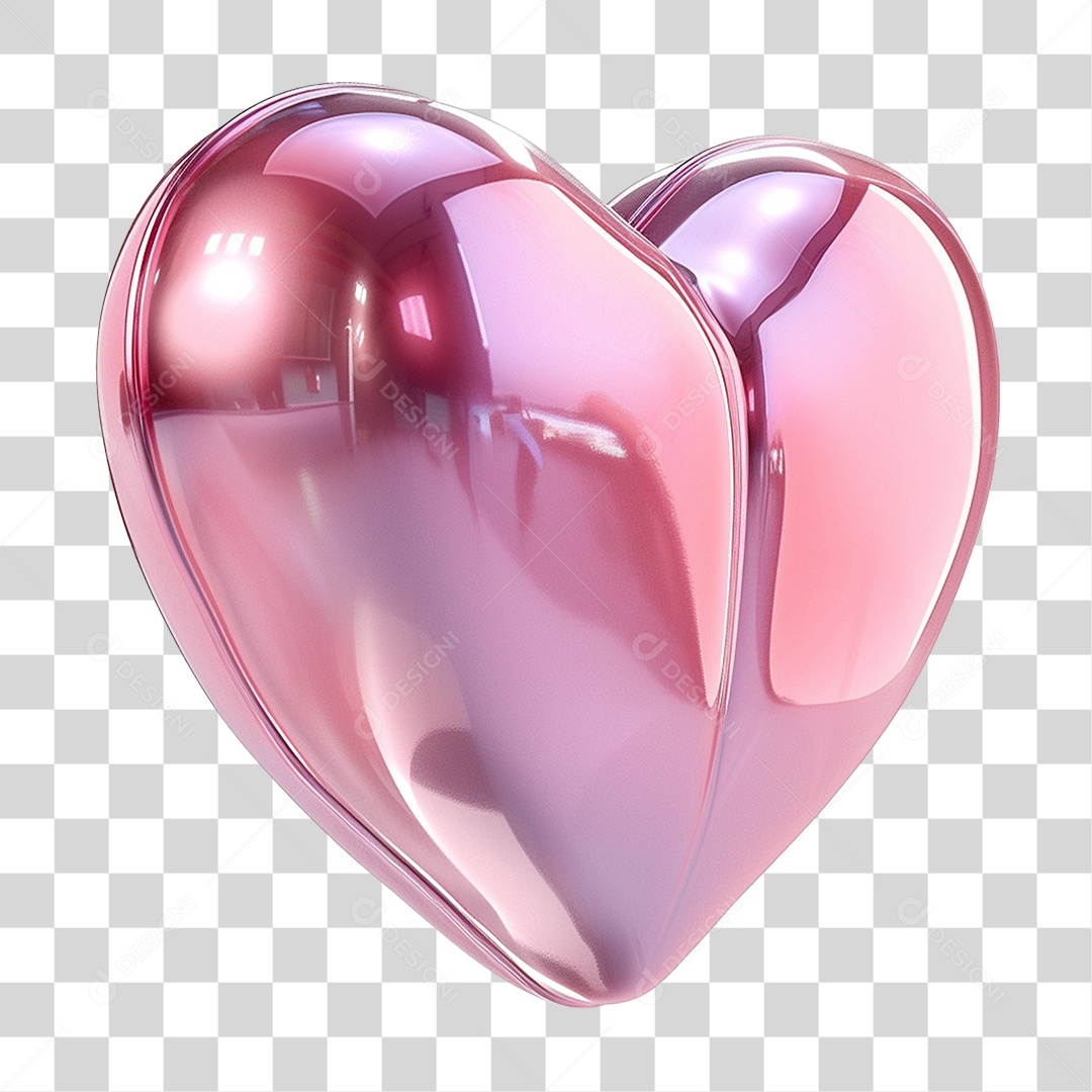 Elemento 3D Coração PNG Transparente