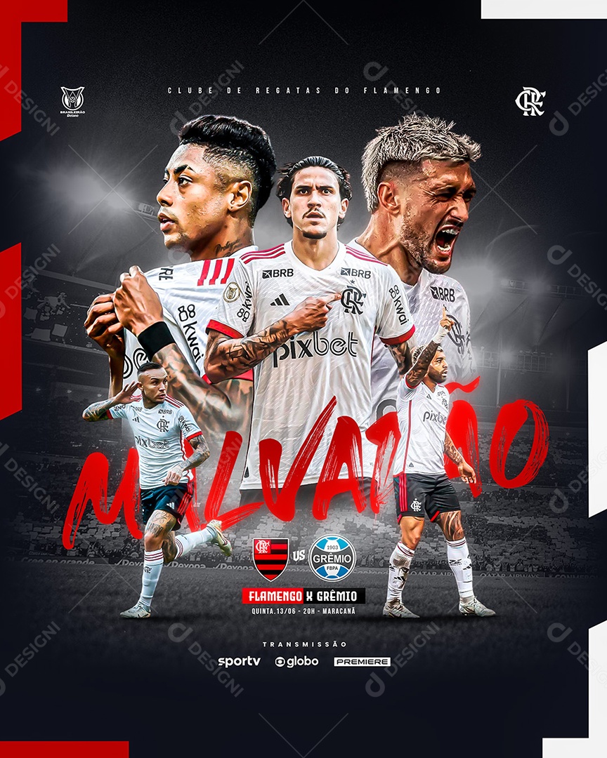 Futebol Flamengo X Gremio Social Media PSD Editável