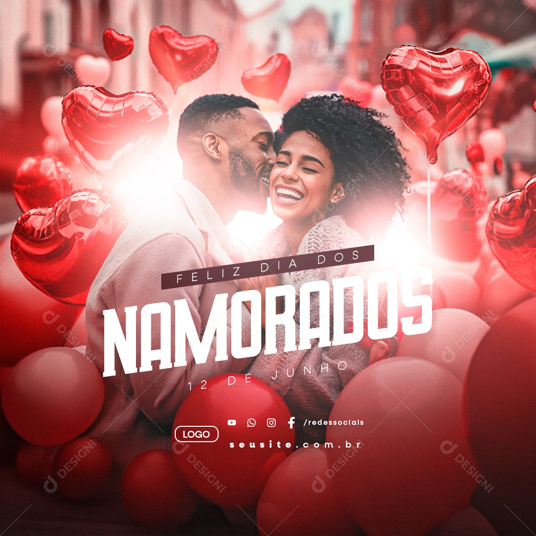 Social Media Feliz Dia dos Namorados 12 de Junho PSD Editável