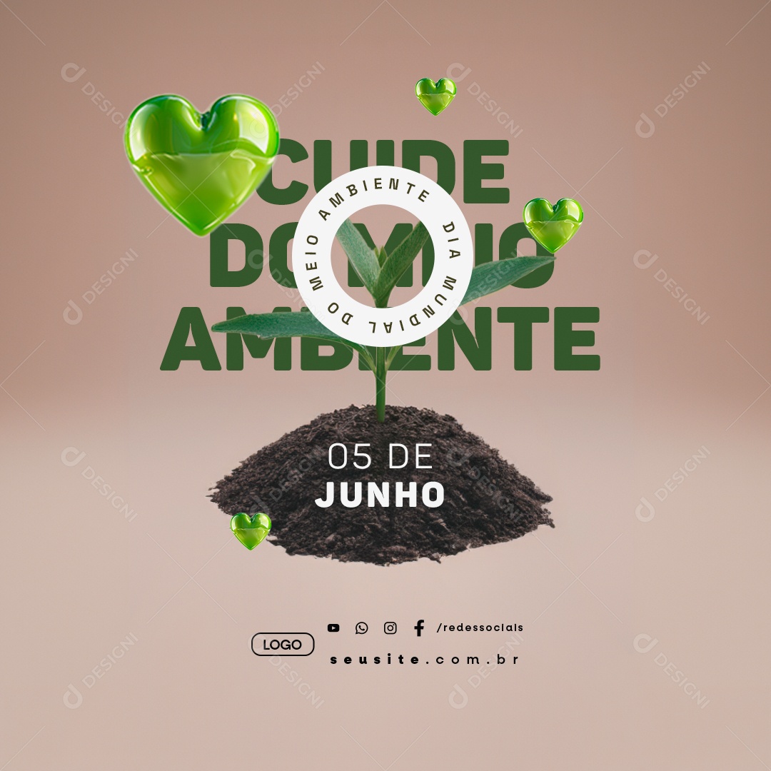 Dia Mundial do Meio Ambiente 05 de Junho Cuide Social Media PSD Editável