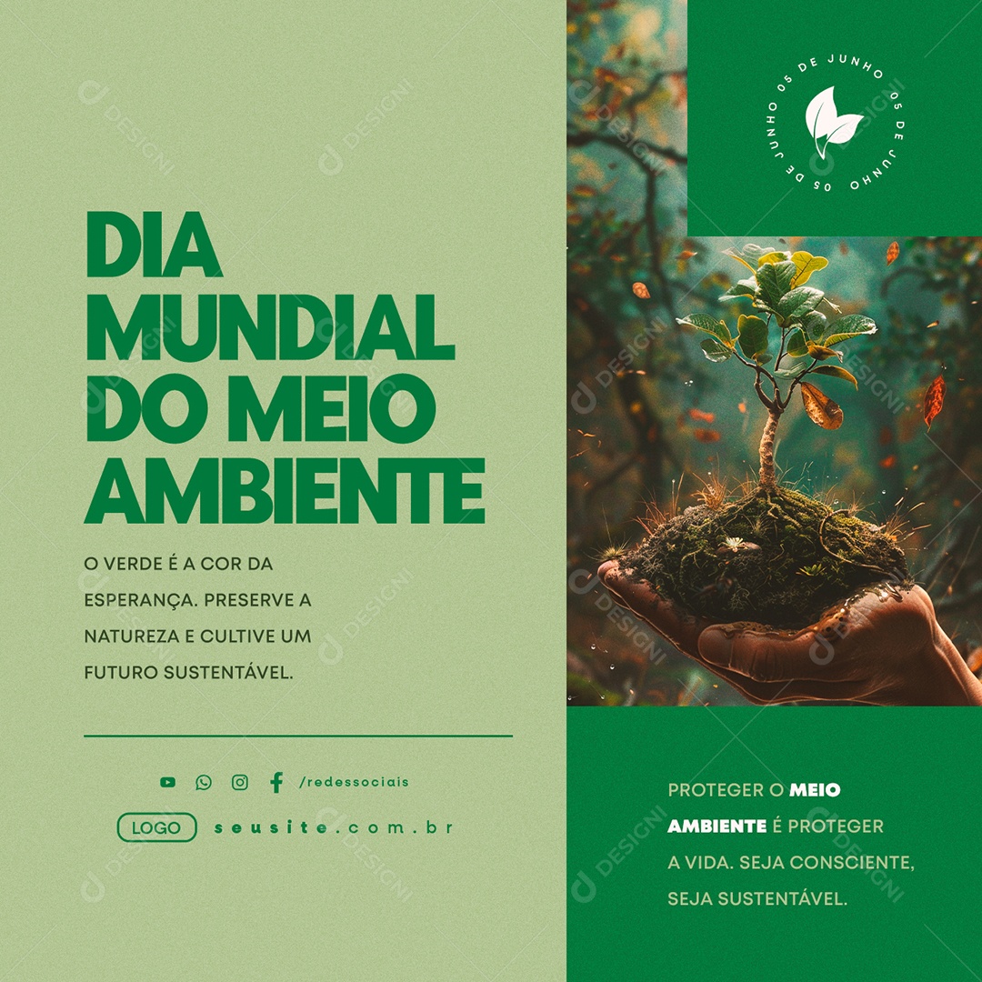 Dia Mundial do Meio Ambiente 05 de Junho O Verde é a Cor da Esperança Social Media PSD Editável