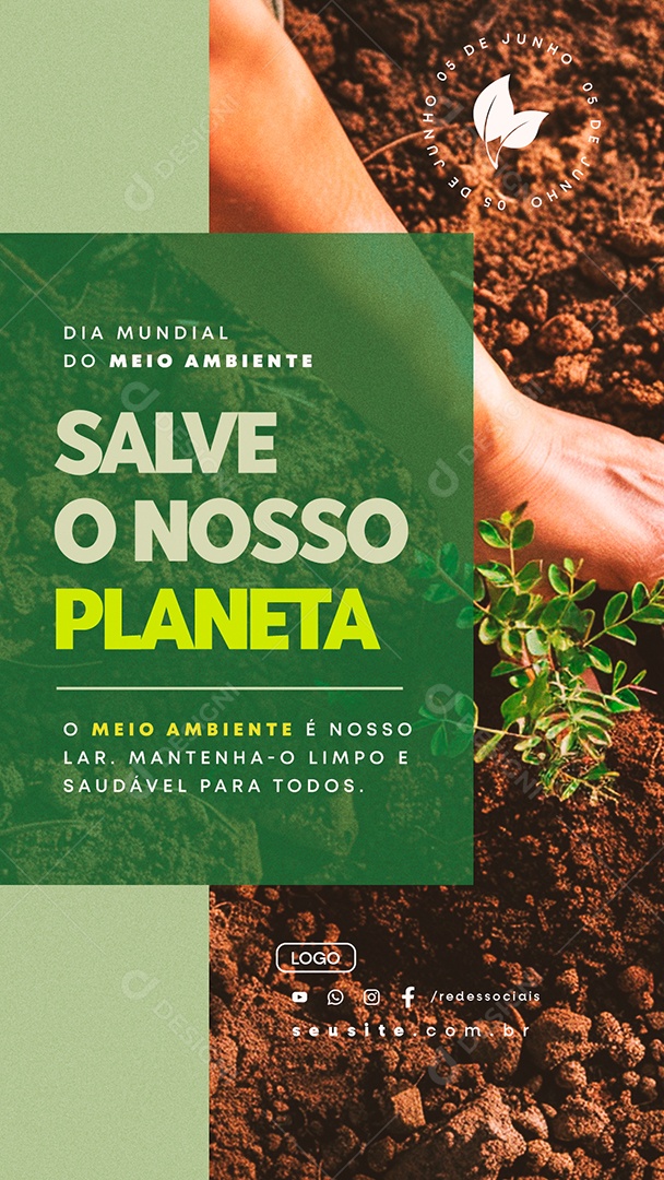 Story Dia Mundial do Meio Ambiente 05 de Junho Salve o Nosso Planeta Social Media PSD Editável