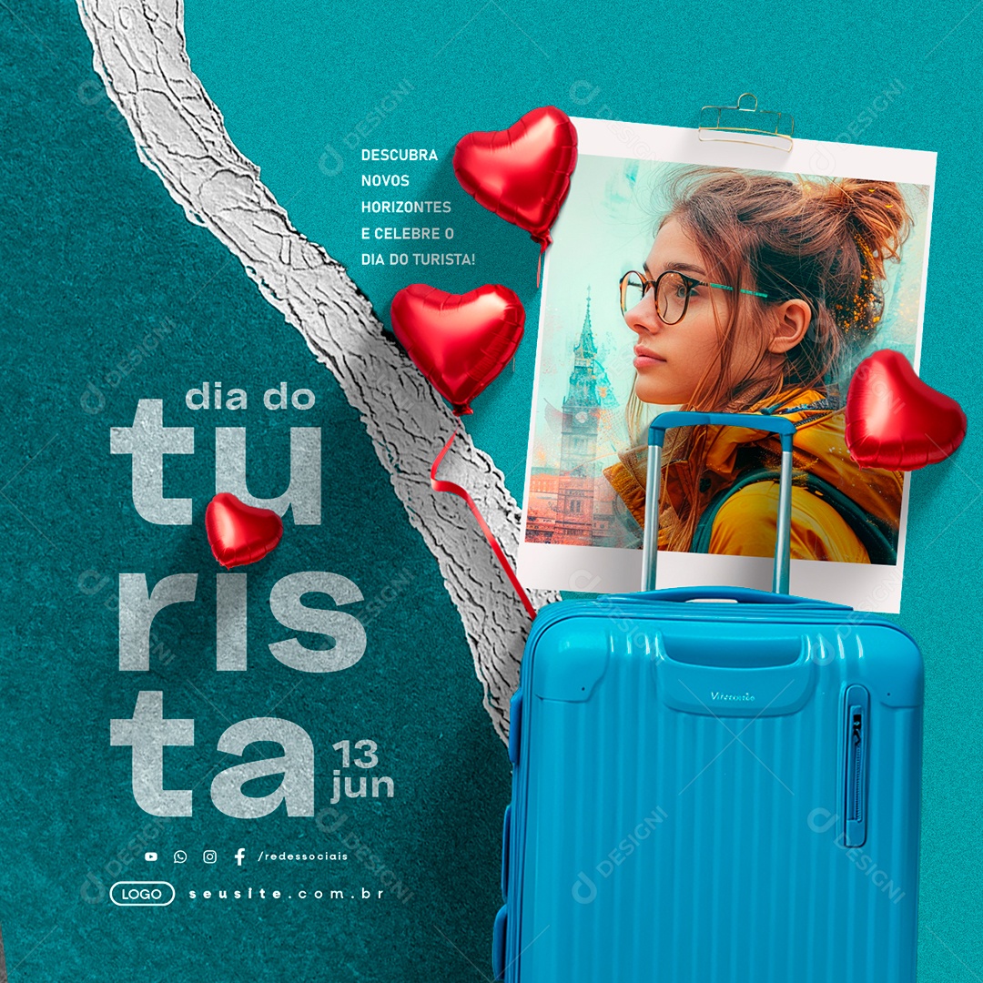Dia Do Turista 13 De Junho Descubra Novos Horizontes Social Media PSD Editável
