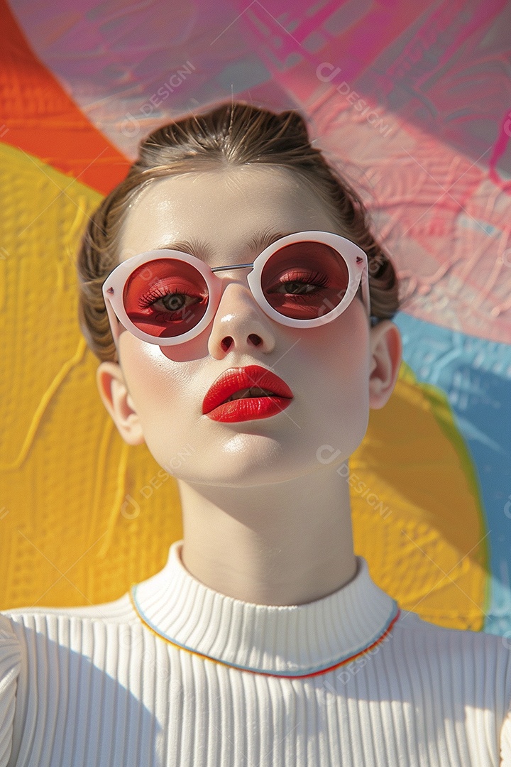 Linda jovem elegante, fundo liso colorido