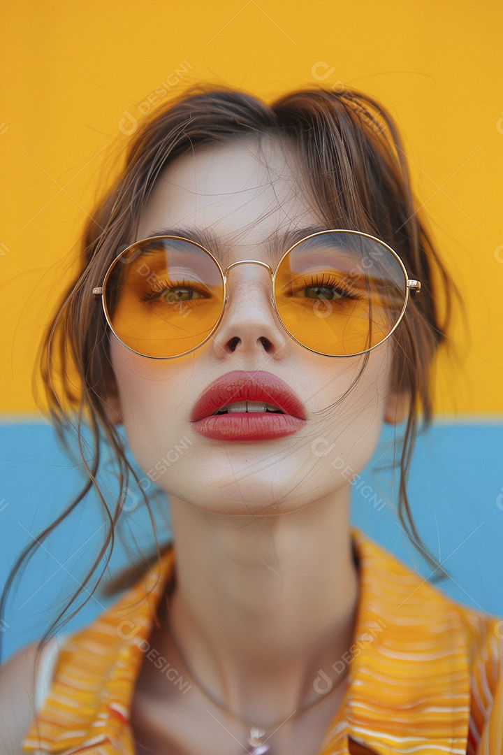 Linda jovem elegante, fundo liso colorido