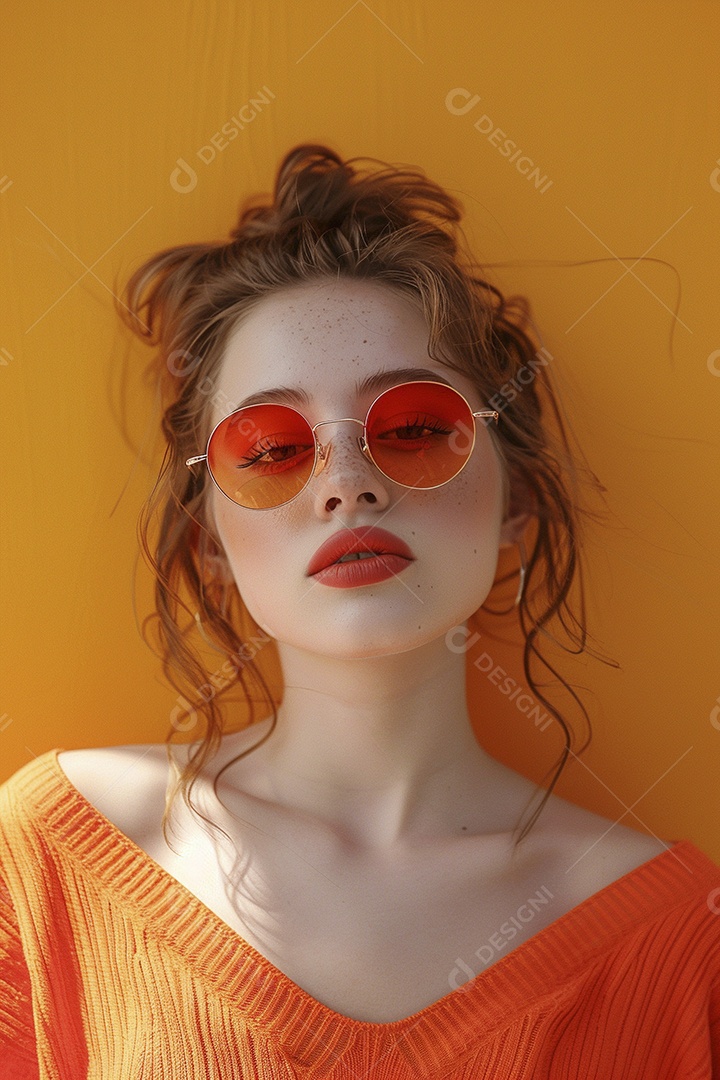 Linda jovem elegante, fundo liso colorido