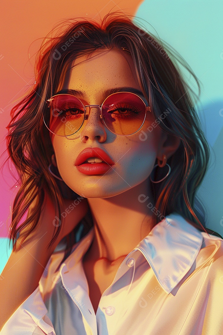 Linda jovem elegante, fundo liso colorido