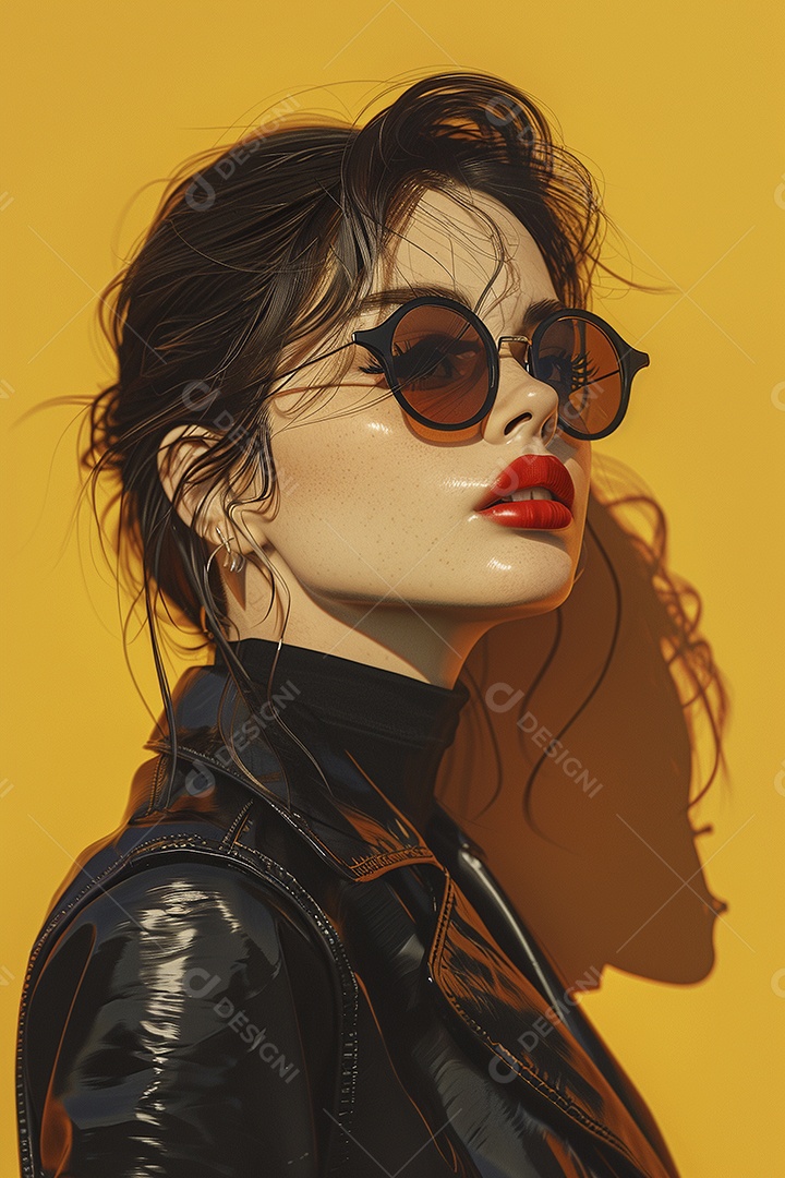 Linda jovem elegante, fundo liso colorido