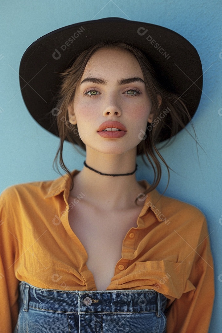 Linda jovem elegante, fundo liso colorido