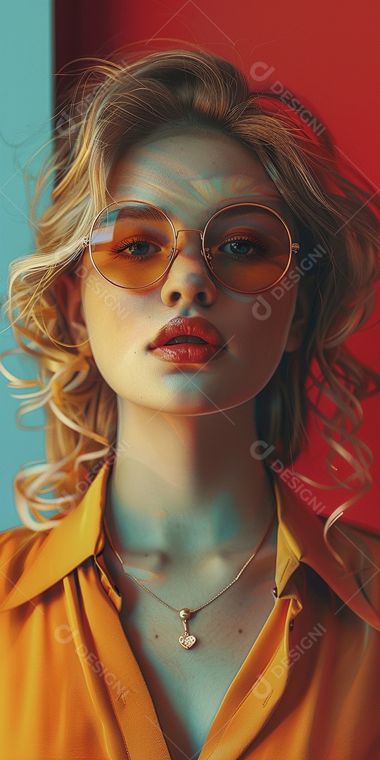 Linda jovem elegante, fundo liso colorido