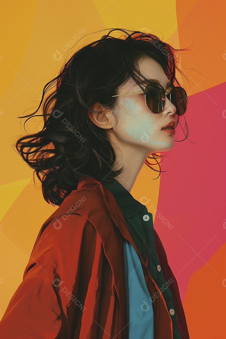 Linda jovem elegante, fundo liso colorido