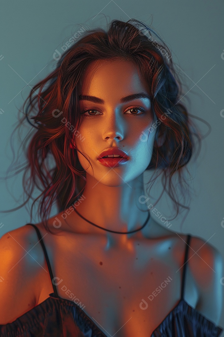 Linda jovem elegante, fundo liso colorido