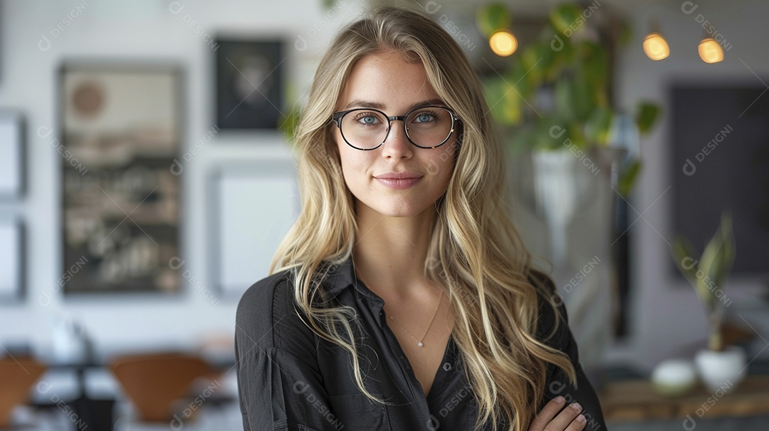 Mulher profissional confiante em escritório moderno