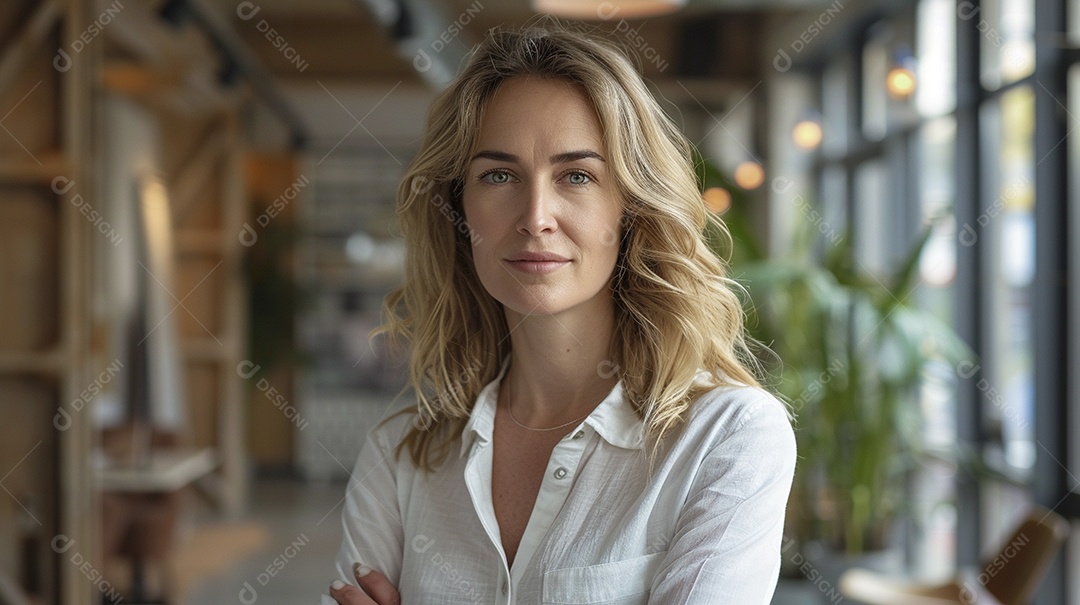 Mulher profissional confiante em escritório moderno