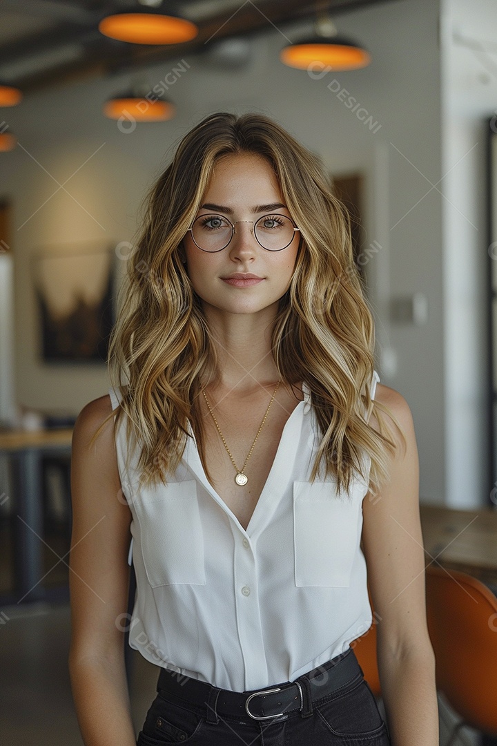 Mulher profissional confiante em escritório moderno