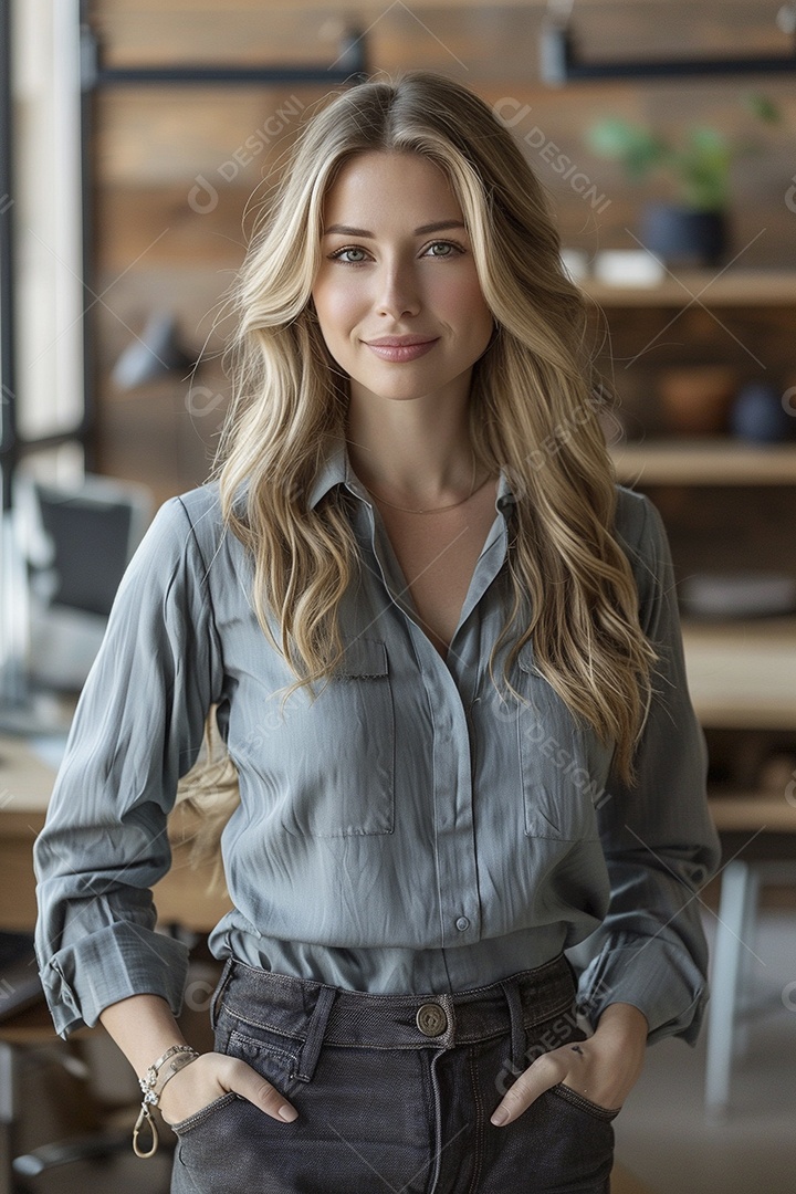 Mulher profissional confiante em escritório moderno
