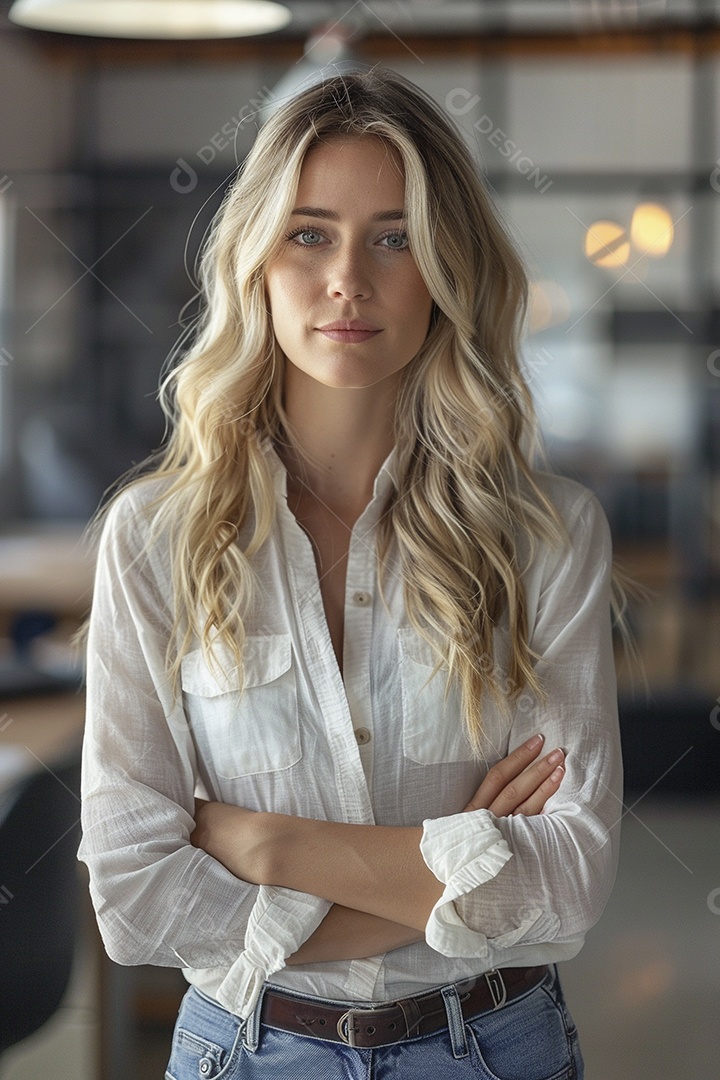 Mulher profissional confiante em escritório moderno