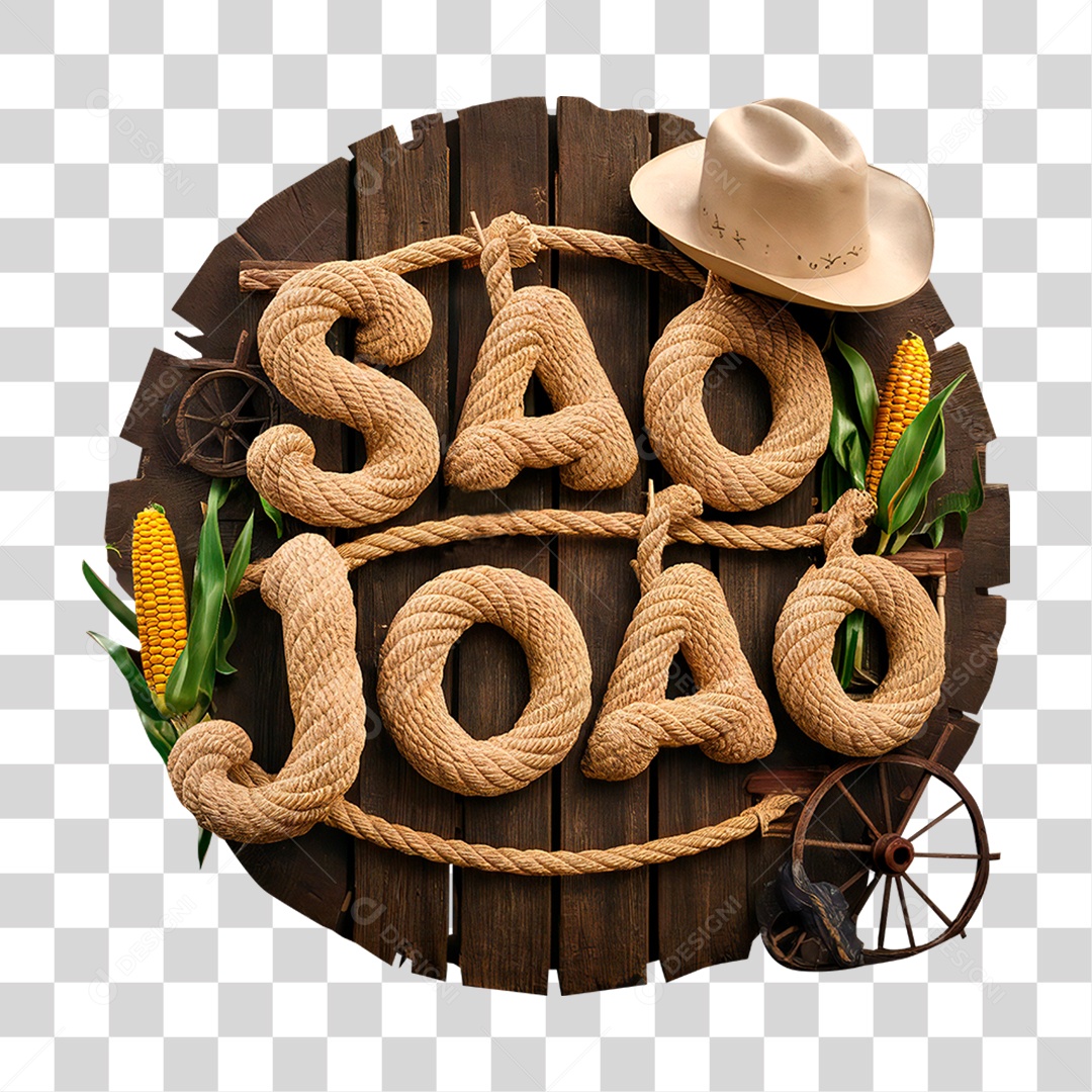 São João Selo 3D Para Composição PNG