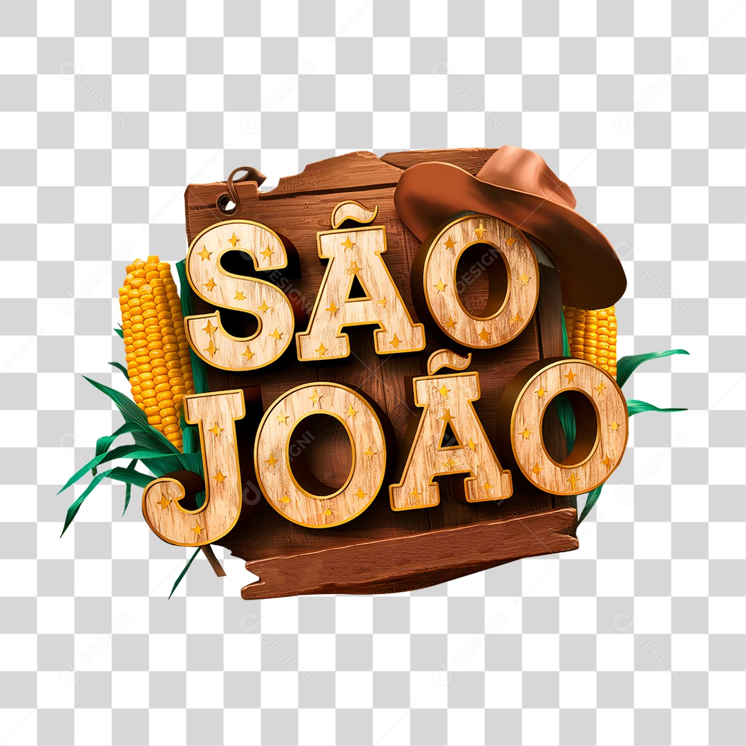 São João Selo 3D Para Composição PNG