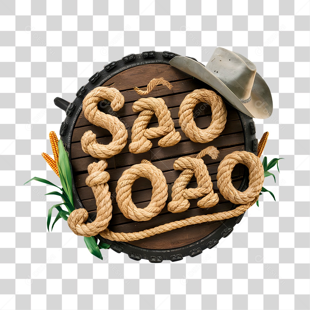 São João Selo 3D Para Composição PNG