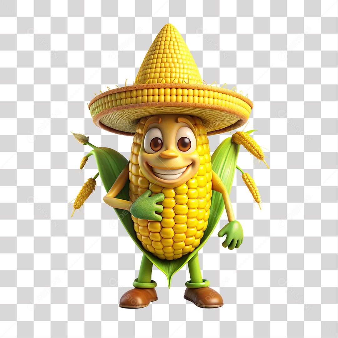 Mascote Espiga de Milho PNG Transparente