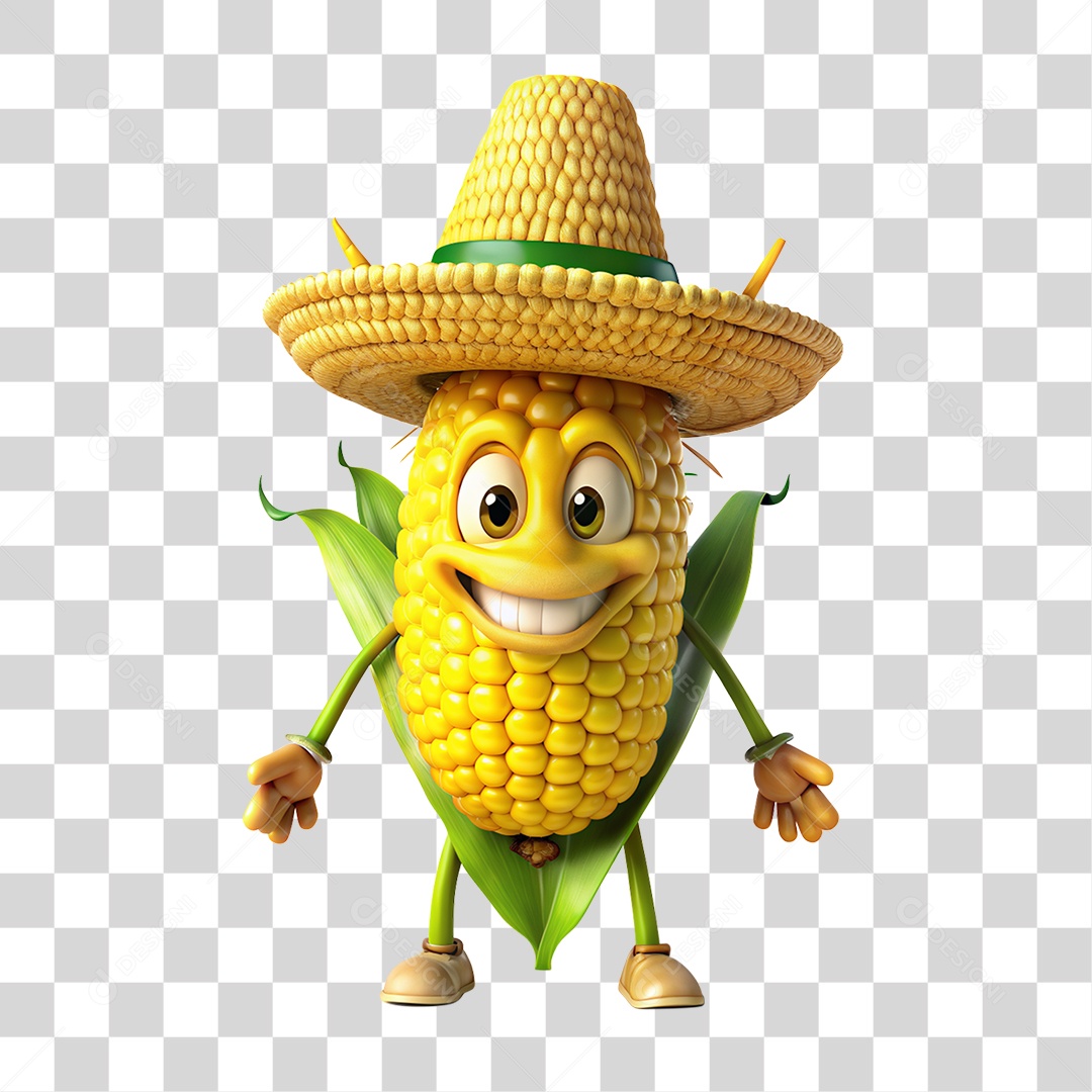 Mascote Espiga de Milho PNG Transparente