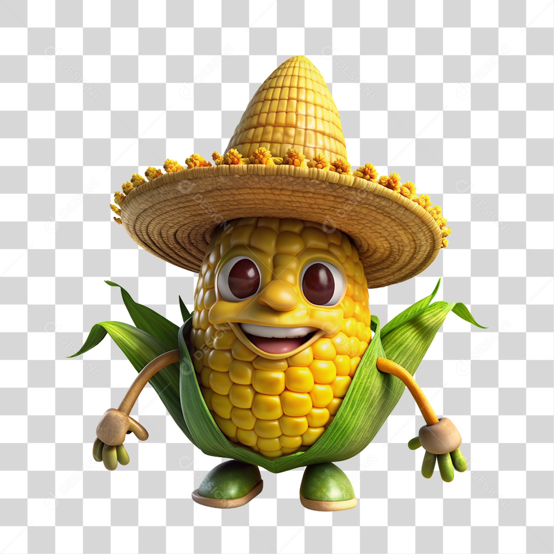 Mascote Espiga de Milho PNG Transparente