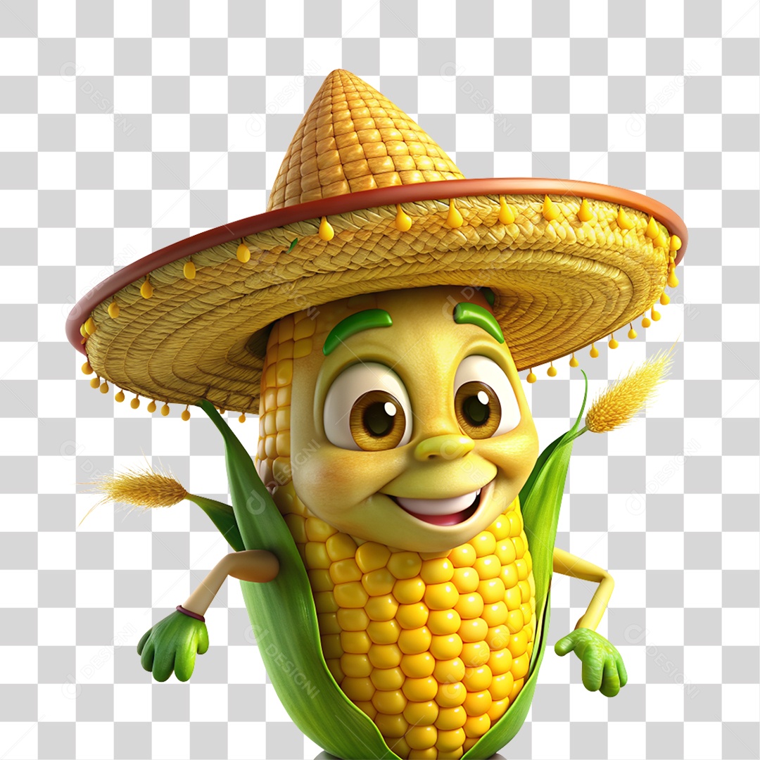 Mascote Espiga de Milho PNG Transparente