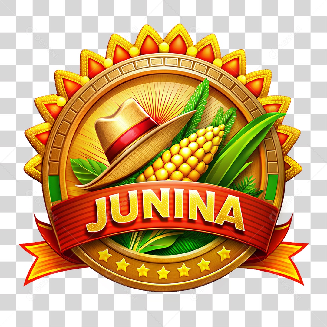 Placa de Madeira Junina PNG Transparente