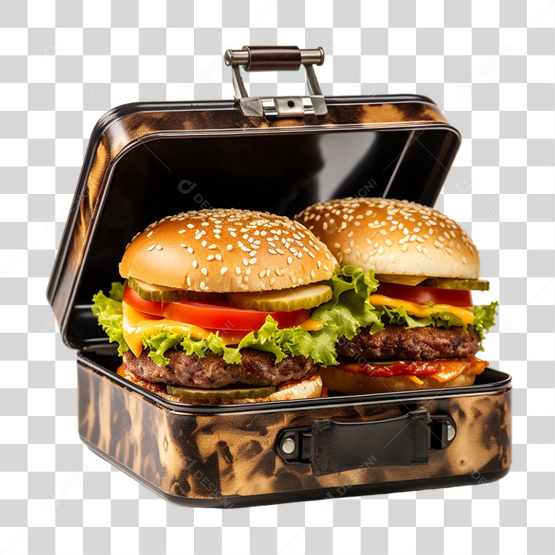 Hambúrguer Lanche com Batatas PNG Transparente