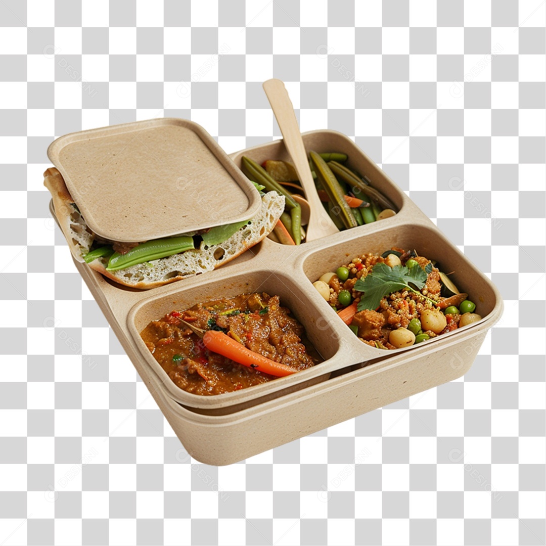 Marmita com Comida e Petiscos PNG Transparente