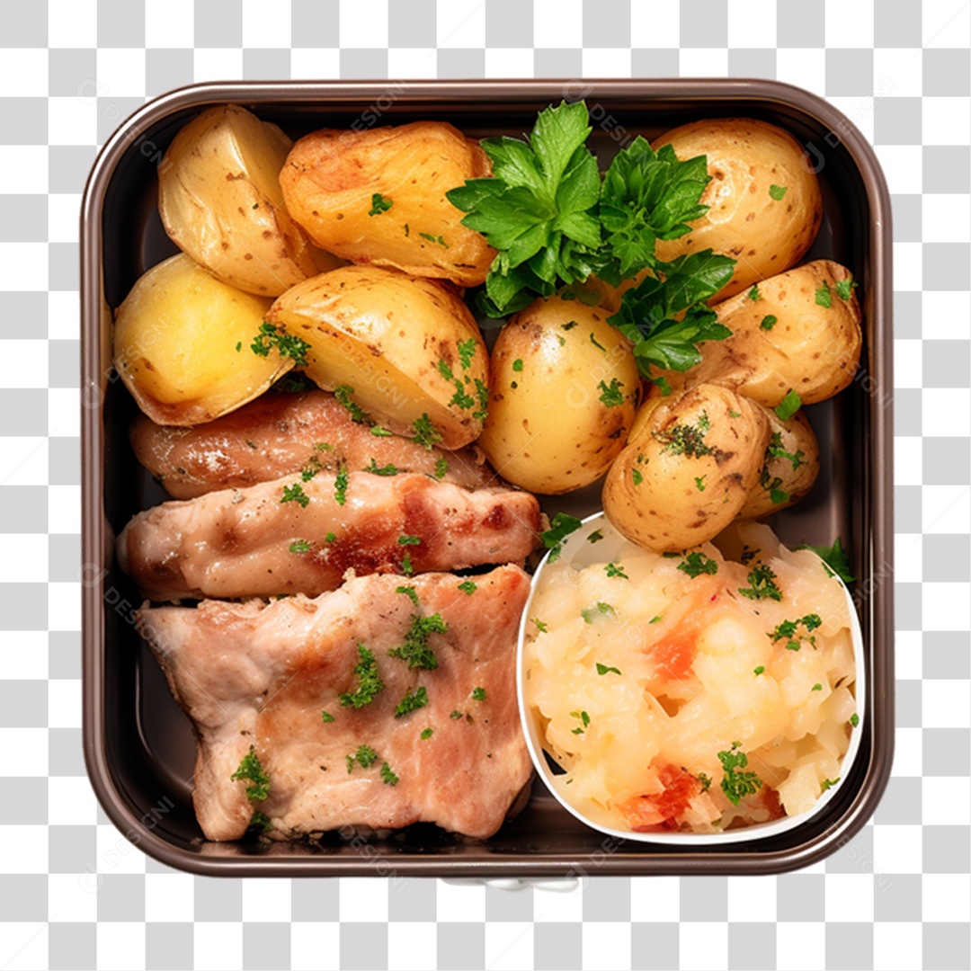 Marmita com Comida e Petiscos PNG Transparente